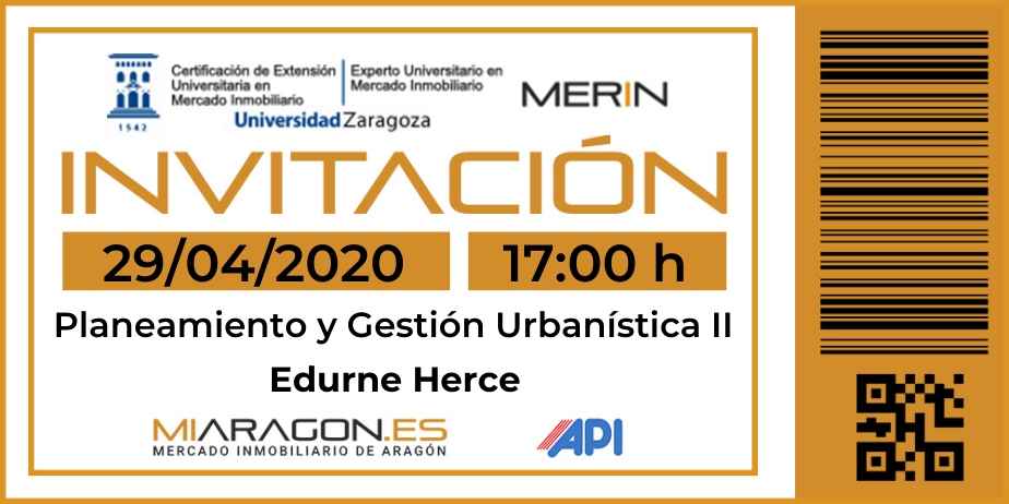 Invitación al webinar Planeamiento y Gestión Urbanística II en el MERIN con Edurne Herce