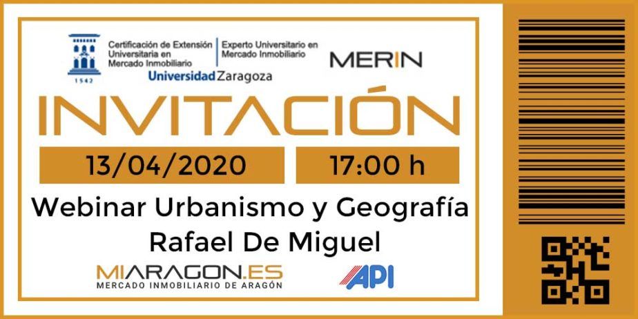 Invitación Webinar Urbanismo y Geografía con Rafael de Miguel en el MERIN